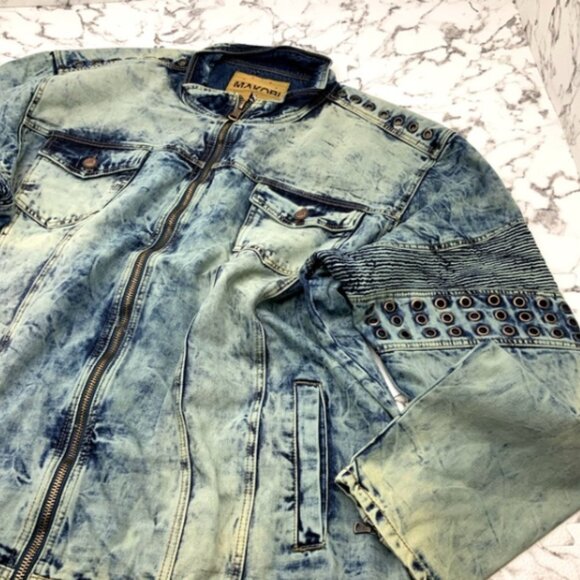 Men's Blue Vintage Washed Fashion Denim Jacket NWT - Picture 6 of 7